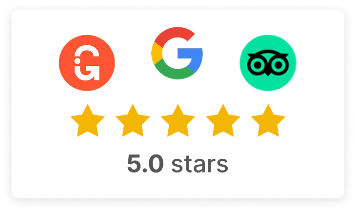 Google, Get your guide, Trip Advisor Reviews Rating